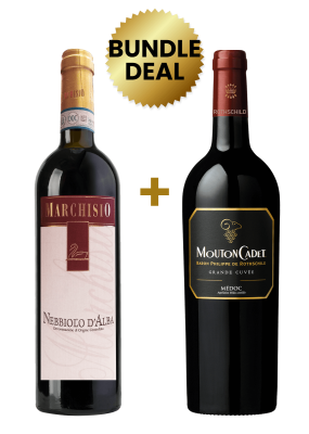 1 Btl Marchisio Nebbiolo D Alba Doc 75Cl + 1 Btl Mouton Cadet Grande Cuvee Medoc 75Cl