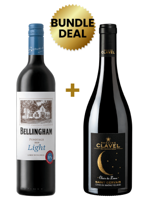 1 Btl Bellingham Pinotage Light 75Cl + 1 Btl Domaine Clavel Clair De Lune Saint Gervais Cotes Du Rhone Villages Red 75Cl