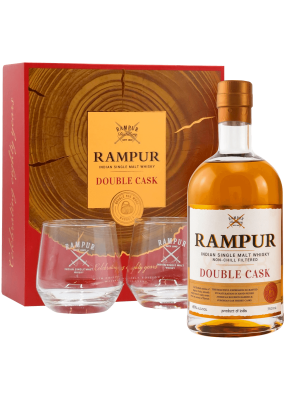 Rampur Double Cask India Single Malt Whisky+GIFT BOX With 2 Glass 75 Cl.